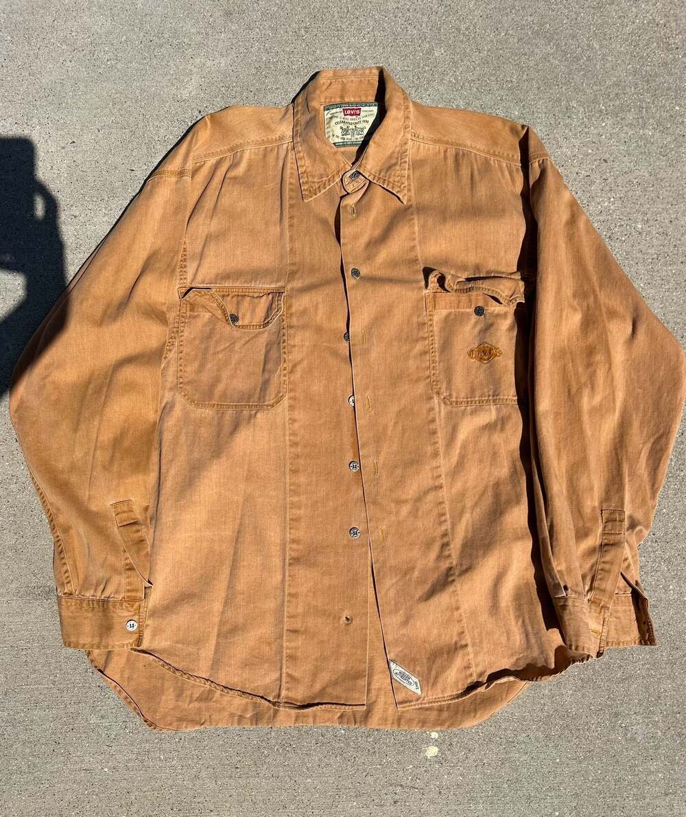 Vintage Levi's Modern Authentics Mustard Brown Twill Work Shirt